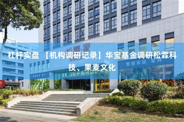 杠杆实盘 【机构调研记录】华宝基金调研松霖科技、果麦文化