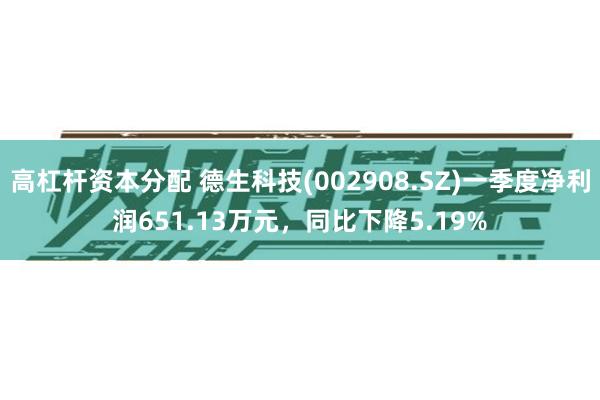 高杠杆资本分配 德生科技(002908.SZ)一季度净利润651.13万元，同比下降5.19%